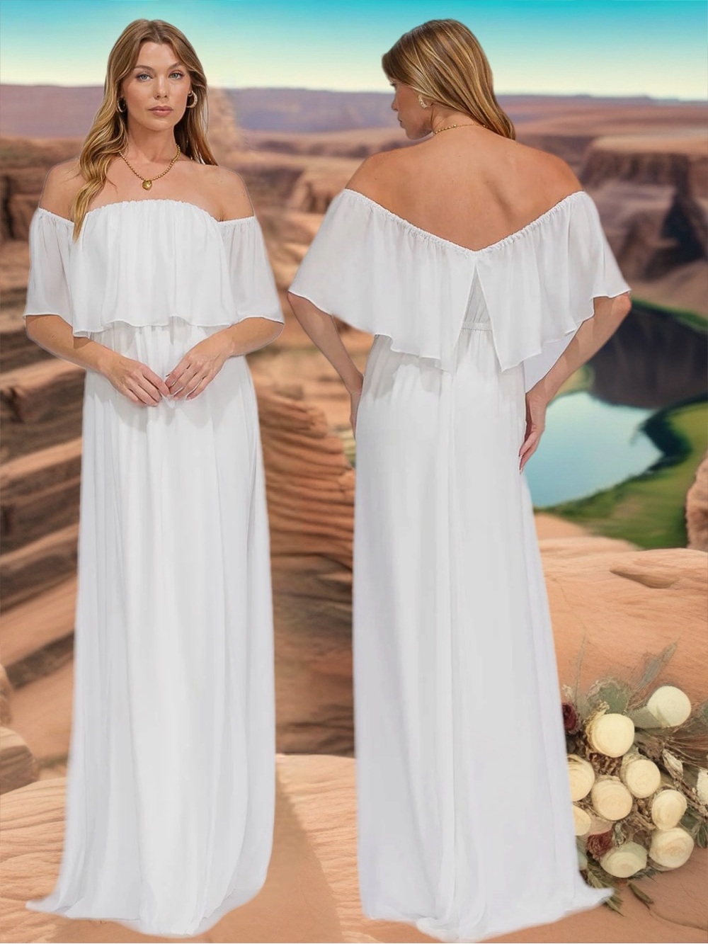 R.S.V.P. by Sugarlips | Canyon Lily Chiffon Maxi Gown Bohemian Bride Desert Boho - Picture 8 of 12